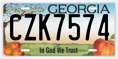 GA license plate CZK7574