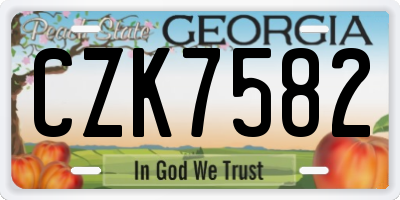 GA license plate CZK7582