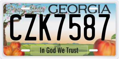 GA license plate CZK7587