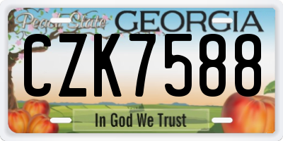 GA license plate CZK7588