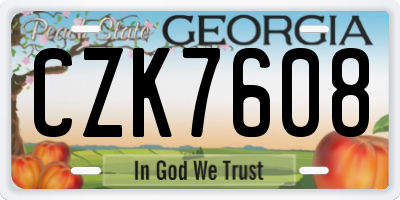GA license plate CZK7608