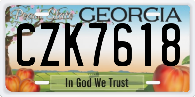 GA license plate CZK7618