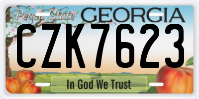 GA license plate CZK7623