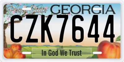 GA license plate CZK7644