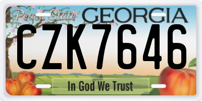 GA license plate CZK7646