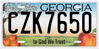 GA license plate CZK7650