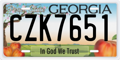 GA license plate CZK7651