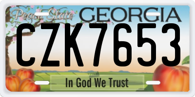 GA license plate CZK7653