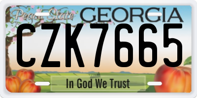 GA license plate CZK7665