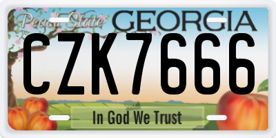 GA license plate CZK7666
