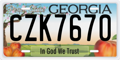 GA license plate CZK7670