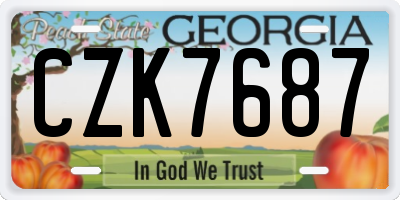 GA license plate CZK7687