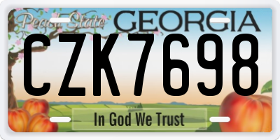 GA license plate CZK7698