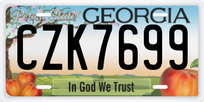 GA license plate CZK7699