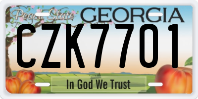 GA license plate CZK7701