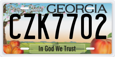 GA license plate CZK7702