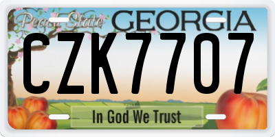GA license plate CZK7707