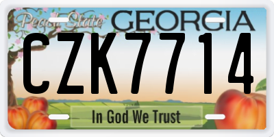 GA license plate CZK7714