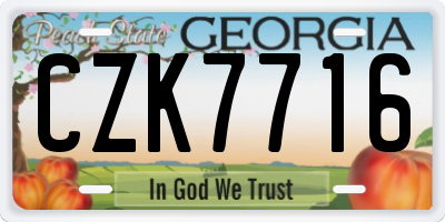 GA license plate CZK7716