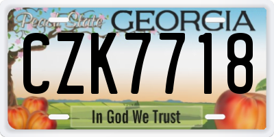GA license plate CZK7718
