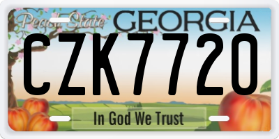 GA license plate CZK7720