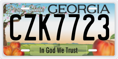 GA license plate CZK7723