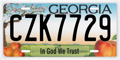 GA license plate CZK7729