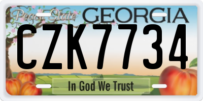 GA license plate CZK7734