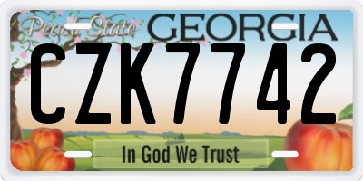 GA license plate CZK7742