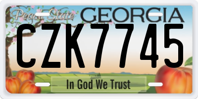 GA license plate CZK7745