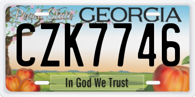 GA license plate CZK7746