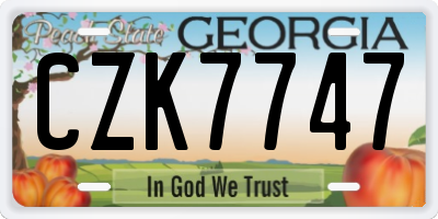 GA license plate CZK7747