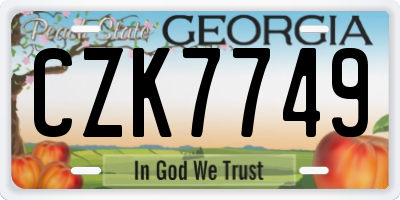 GA license plate CZK7749