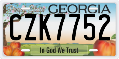 GA license plate CZK7752