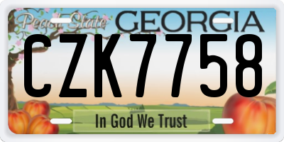 GA license plate CZK7758