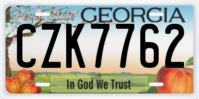 GA license plate CZK7762
