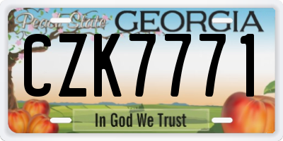 GA license plate CZK7771