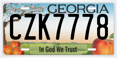 GA license plate CZK7778