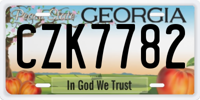 GA license plate CZK7782