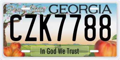 GA license plate CZK7788