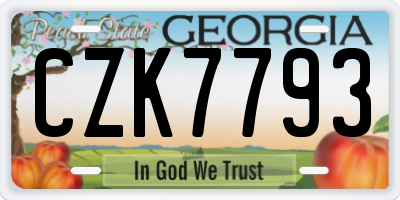 GA license plate CZK7793