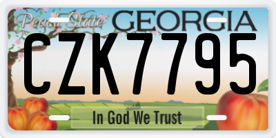 GA license plate CZK7795