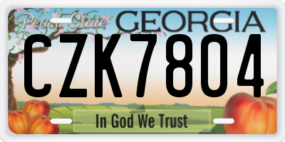 GA license plate CZK7804
