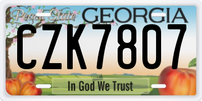 GA license plate CZK7807