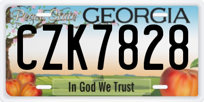 GA license plate CZK7828