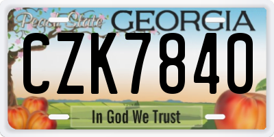 GA license plate CZK7840