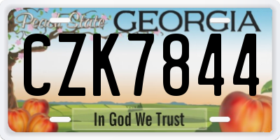 GA license plate CZK7844