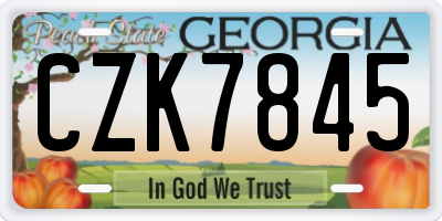 GA license plate CZK7845