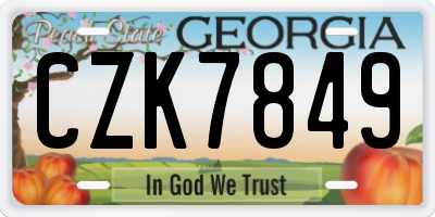GA license plate CZK7849