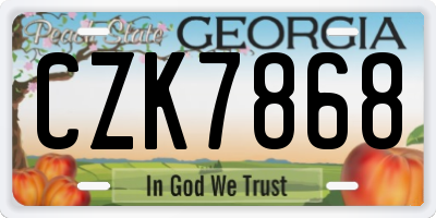 GA license plate CZK7868